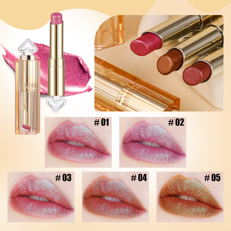 Waterproof Diamond Shimmer Matte Texture Pearlescent Glitter Velvet Lipstick 24H Long Lasting Diamond Lipstick Women Makeup 1PCS