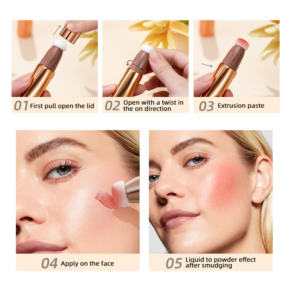 Liquid Contour With Cushion Applicator Highlight Shimmer Natural Soft Moisturizing Cream Liquid Blush For Cheek Cosmetics
