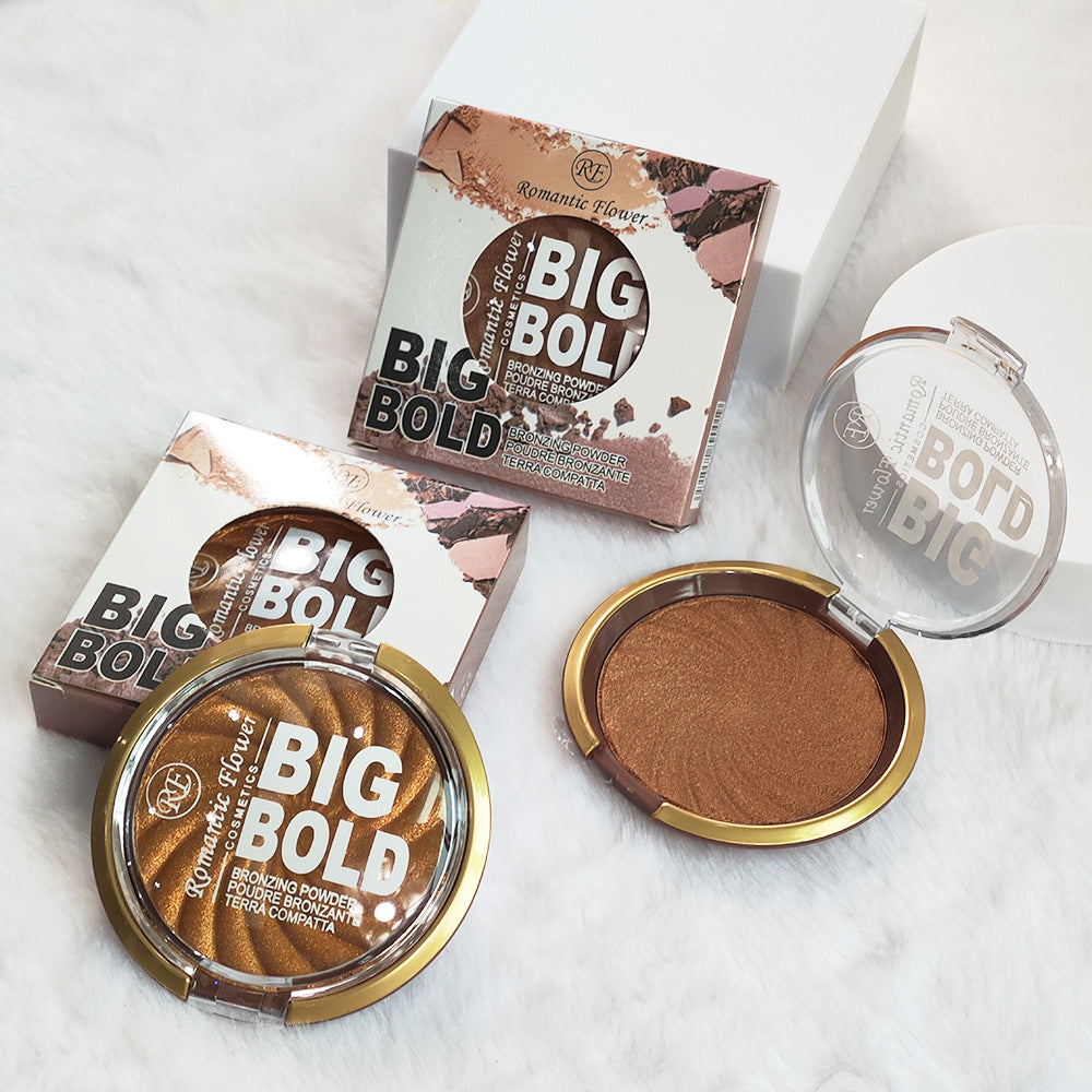 3-color powder brightens the face  bronze color pressed powder  waterproof and high gloss makeup  brightening wheat pearl powder