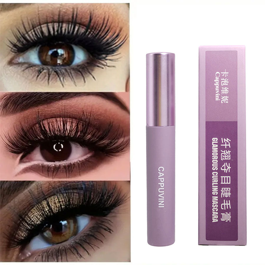 Black Brown Mascara Purple Tube Mascara Waterproof Smudge Proof Dense Curling Slender Long-lasting Eyelash Primer Contains Plant