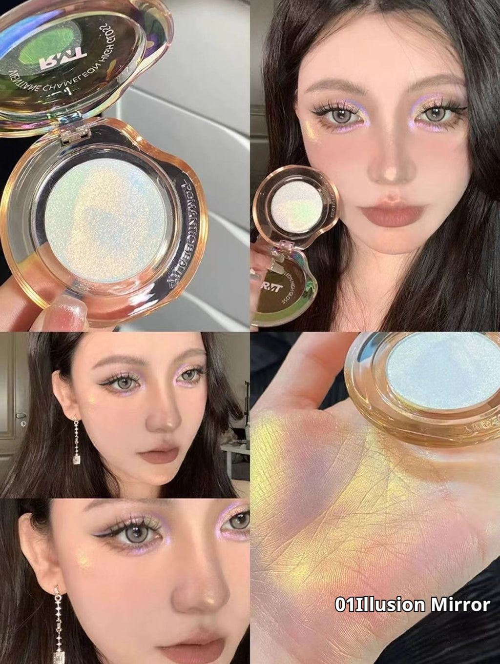 High Gloss Chameleon Highlight Matte Purple Fine Powder Cream Blusher Shiny Face Brightening Integrated Plate ROMATIC Makeup