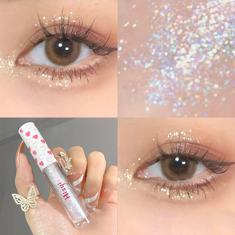 6 Colors Glitter Liquid Eyeshadow Waterproof Pearlescent Shiny Eye Shadow Highlighter Sequins Lying Silkworm Makeup Beauty Tool