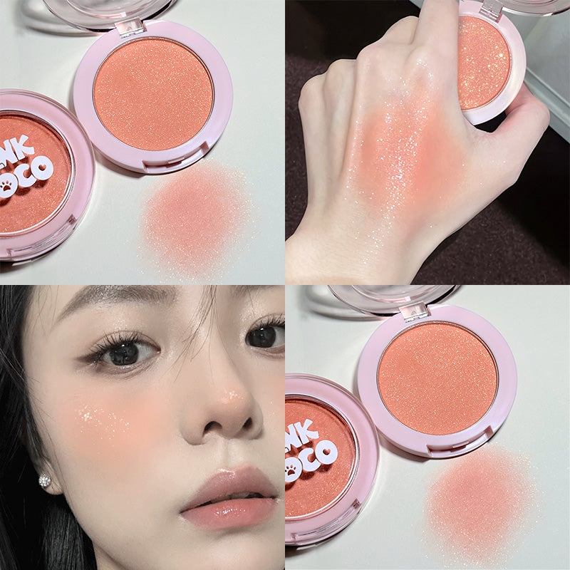 Fine Shimmering Blush Powder Milk Apricot Peach Brightens Natural Matte Highlight Face Glitter Shadow Monochrome Blush Palette