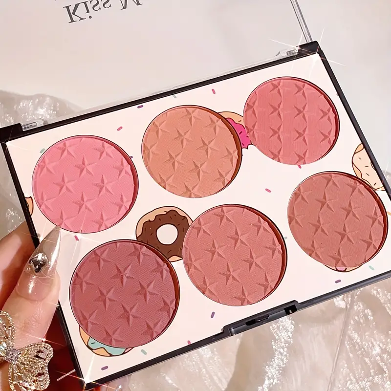 6-color blush palette matte waterproof natural long-lasting high-pigment brightening cute star print blush