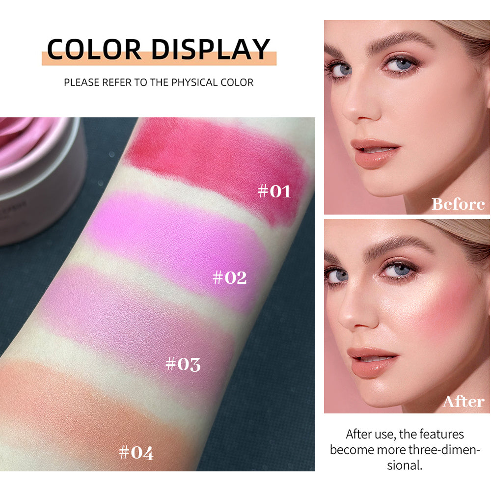 4-Shade Rose Petal Blush 3D petal rose Makeup Blush gift highlighter Blusher Makeup Products real Rose Flower Blush Cosmetics