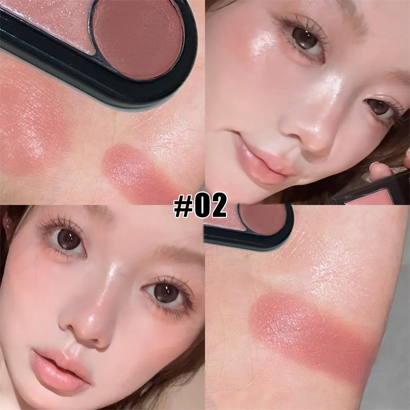 Multi-Use Two-color Blusher Pearlescent Matte Highlight Contour Makeup Natural Nude Blush Lipstick Eye Shadow Brightening Cream