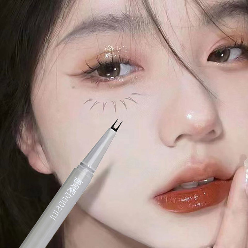 Double-claw eyeliner extremely thin two-claw lower eyelashes eyeliner liquid pen is waterproof  non-smudge and sweat-proof