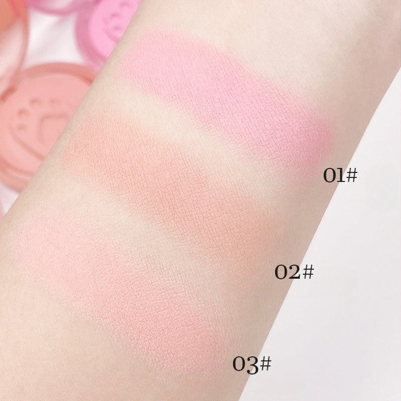 3D Relief Cat Footprint Blush Cream Cute Makeup Face Pink Blusher Tint Cheek Contour Brightens Natural Matte Mousse Rouge Puff