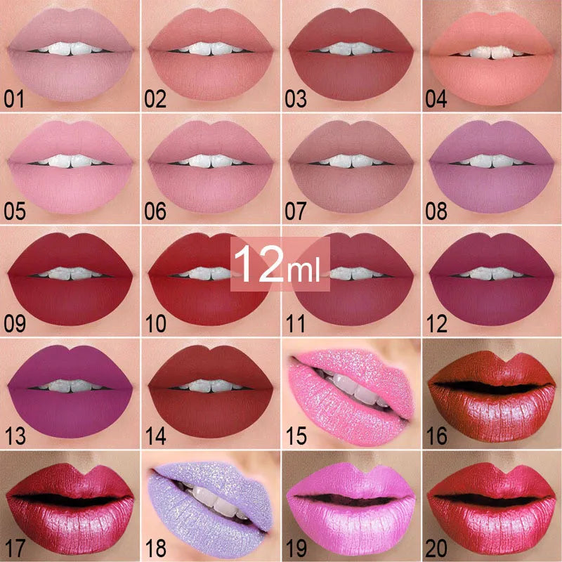 New!Make Up Lips Matte Liquid Lipstick Waterproof Long Lasting Sexy Pigment Nude Glitter Style Lip Gloss Beauty Red