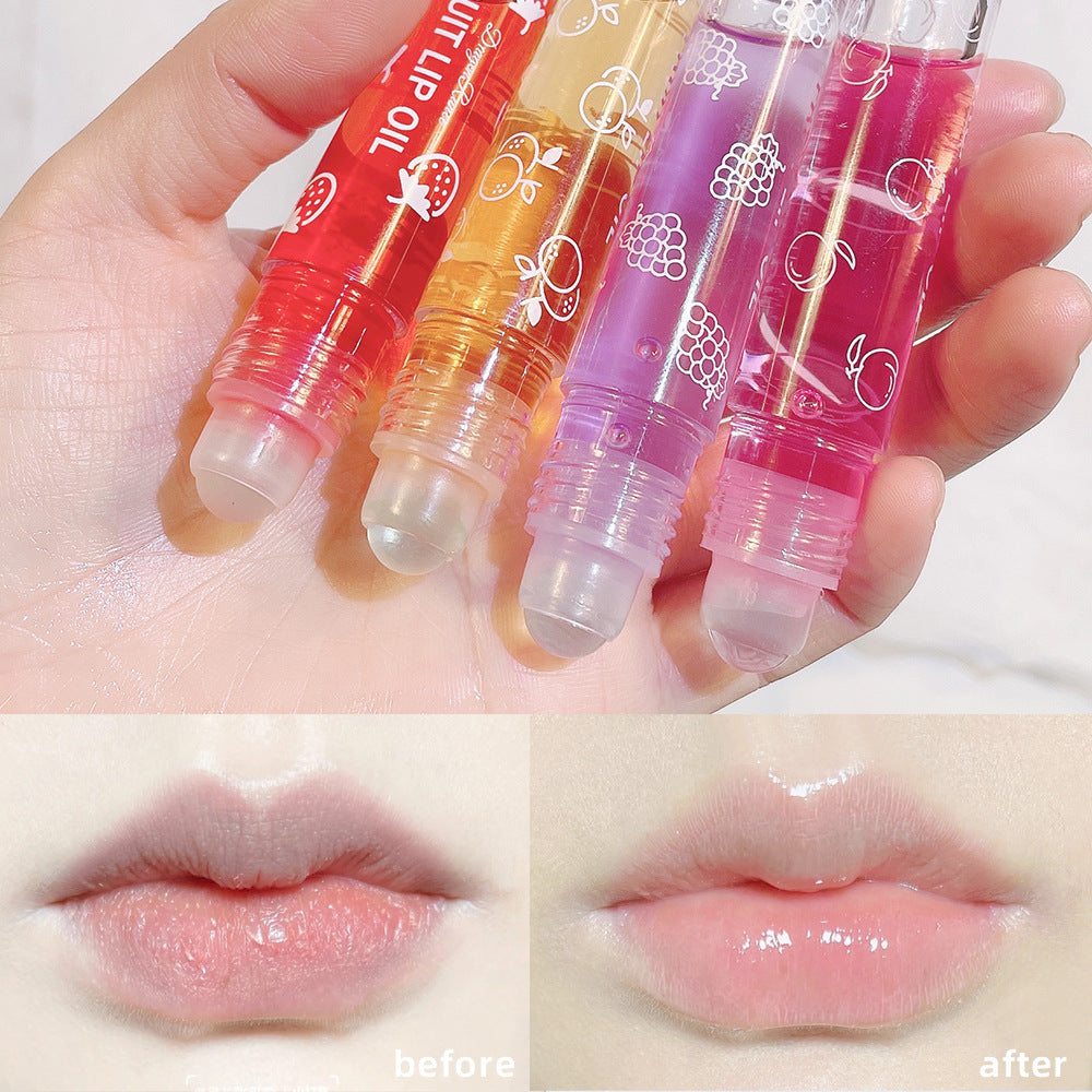 6 Colors Roll-on Fruit Essence Lip Balm Lip Oil Lip Moisturizing Mirror Primer Lip Lipstick Hydrating random Gloss Transparent