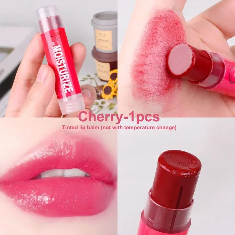 Fruit Lip Balm Set Moisturizing Clear Lip Primer Mask Cute Jelly Tinted Lip Gloss Stick Lighten Lines Plump Lips Care