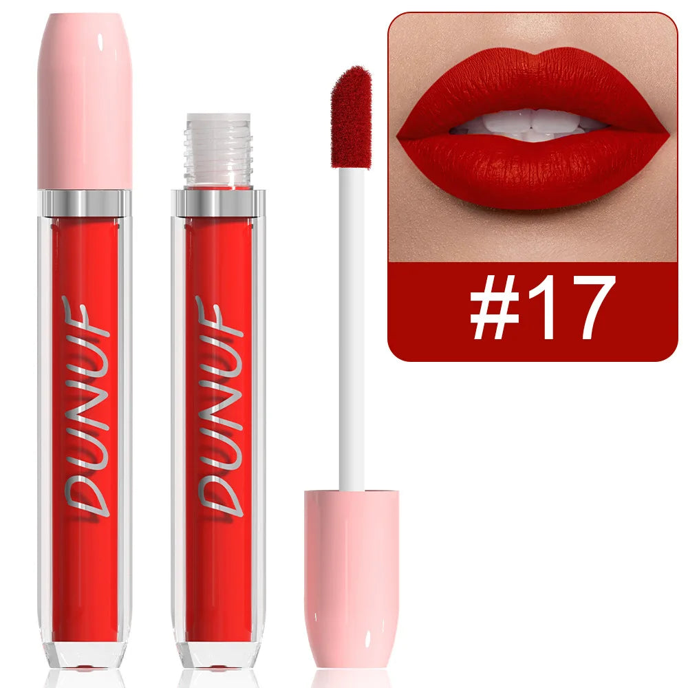 25 Color Velvet Matte  Lip Gloss Lipstick Liquid Waterproof Sexy Red Matte Lip Glaze Non-Stick  Makeup Not Easy To Fade Lip Gloss