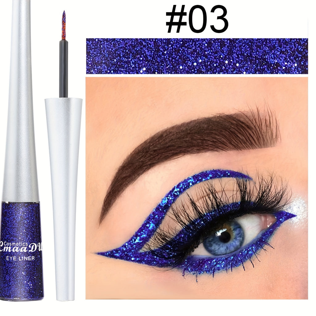 Long-Lasting Liquid Eyeliner Pen - Shimmer in Silvery Green & Blue | Waterproof Smudge-Proof Makeup