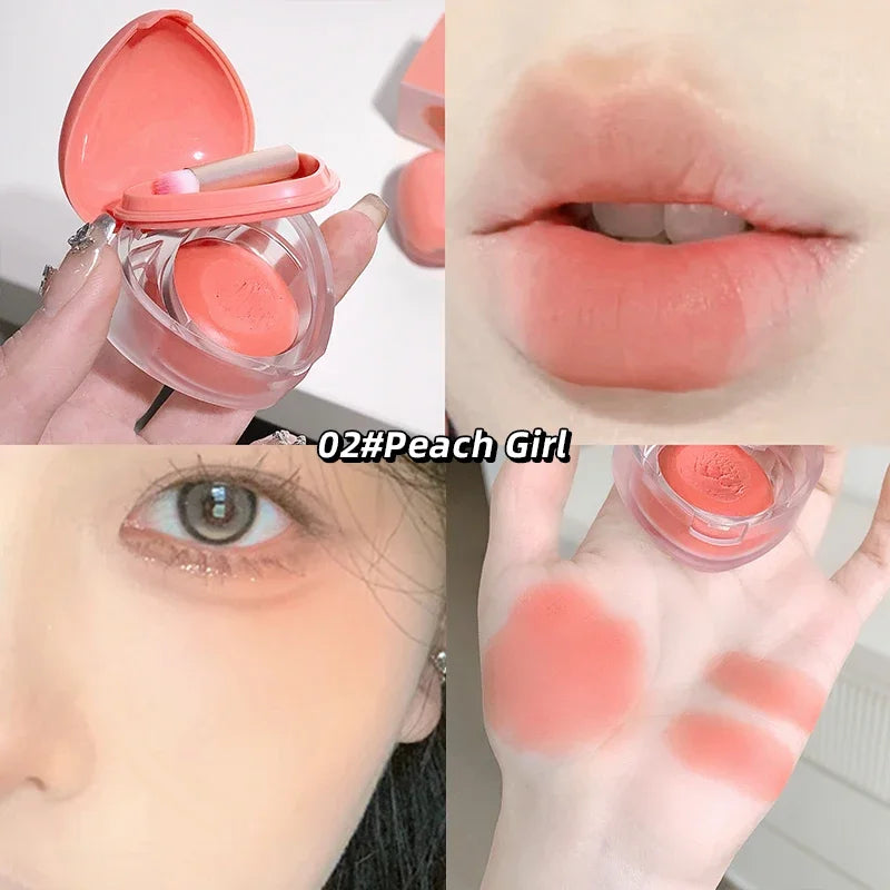 Heart-shaped Blush Cream Lip Cheek Dual-purpose Lip Mud Long-Lasting Tender Look Uplifting Color Matte Monochrome Blusher Cream