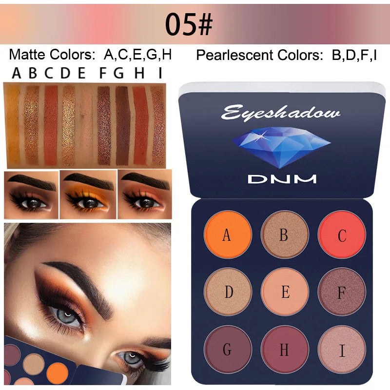 9 Colors Nude Eyeshadow Powder Makeup Palette Matte Shimmer Eye Pigmented Powder Make Up Warm Earth Color Eyeshadow