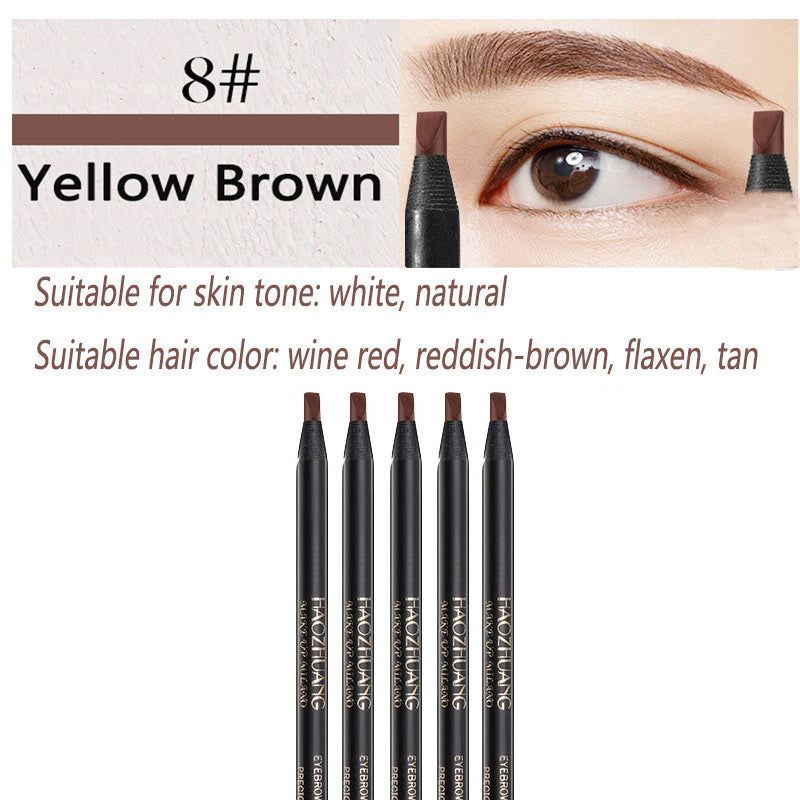 5PCS Haozhuang Eyebrow Pencil Brown Wholesale Cosmetic Pencil Natural Waterproof Long-Lasting Tattoo Brush Makeup Set Beauty