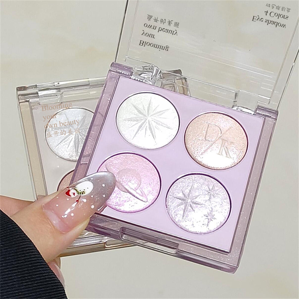 Christmas Planet Diamond Glitter 4-Color Eyeshadow Palette Luxurious Pearly Luminous Polarized Highlighter Brighten Eye Makeup
