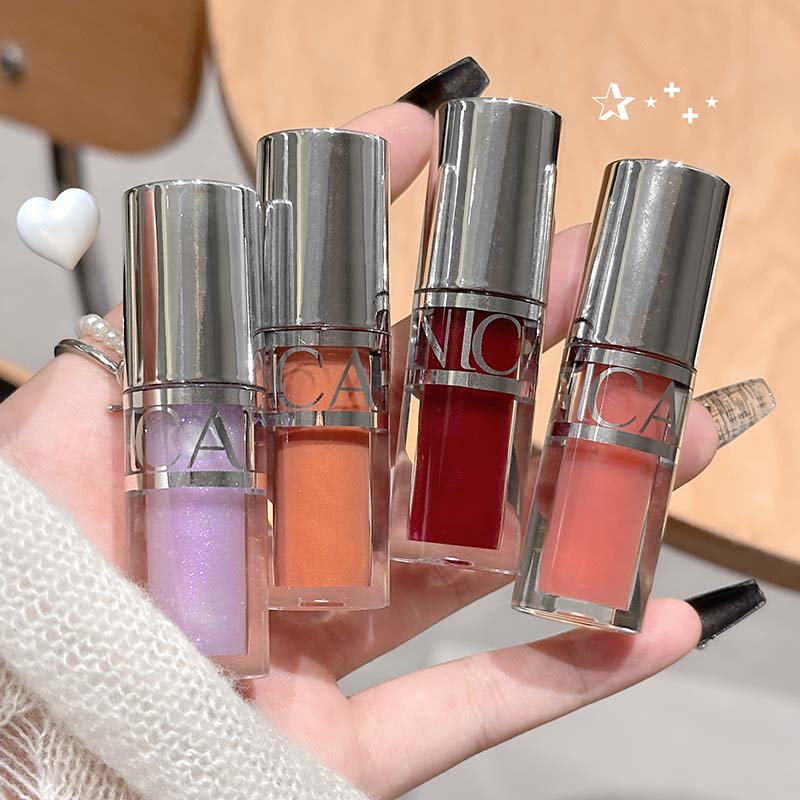 Peach Pink Jelly Water Light Glass Gloss Lip Gloss Lasting Non-stick Waterproof Lip Plumping Moisturizing Lipgloss Korean Makeup