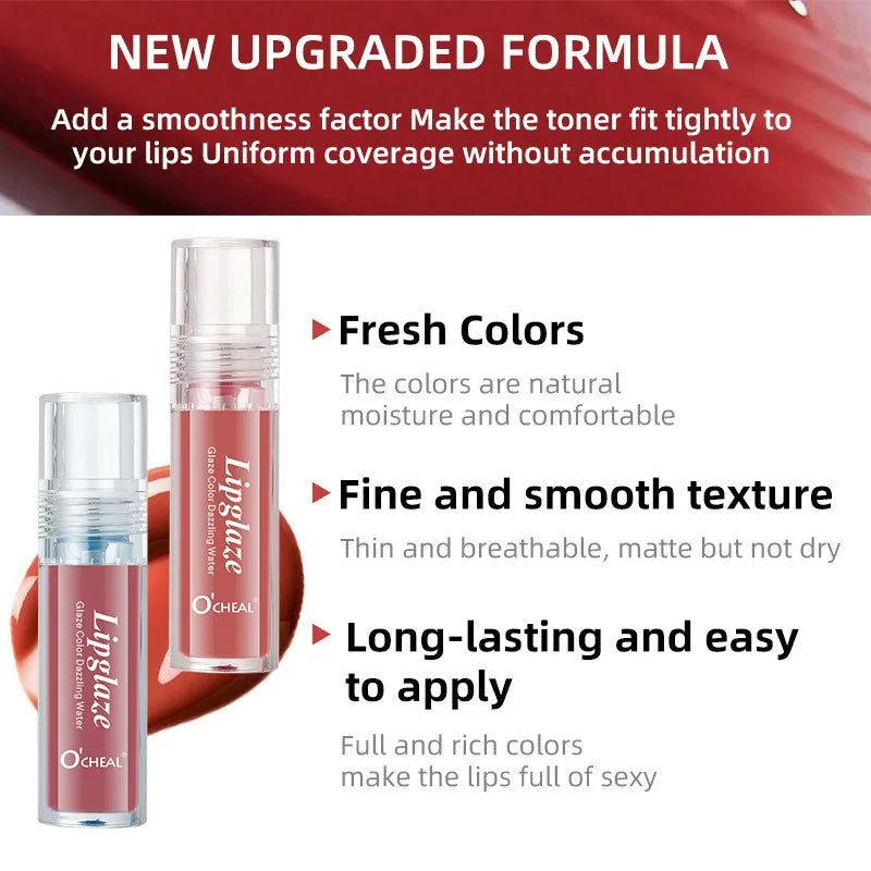 4 PCS 4 Color Lip Glaze Sets Durable Moisturizing Light Breathable Glossy Non-Sticky Lip Gloss for Full-Look Lips Long-Lasting