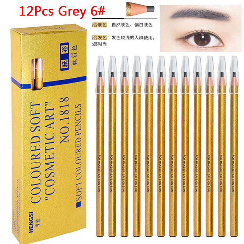 12Pcs/set Eyebrow Pencil Cosmetics for Makeup Tint Waterproof Microblading Pen Long Lasting Waterproof Blonde Brown Eye Brow