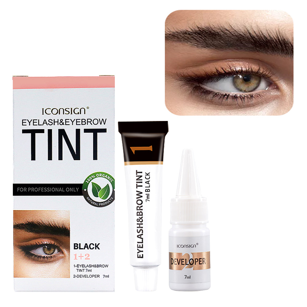 Eyelashes and Eyebrow Tint Dye Eyebrow Dye Waterproof Long-lasting Eyebrow Brow Kit Semi Permanent Eyebrow black brown