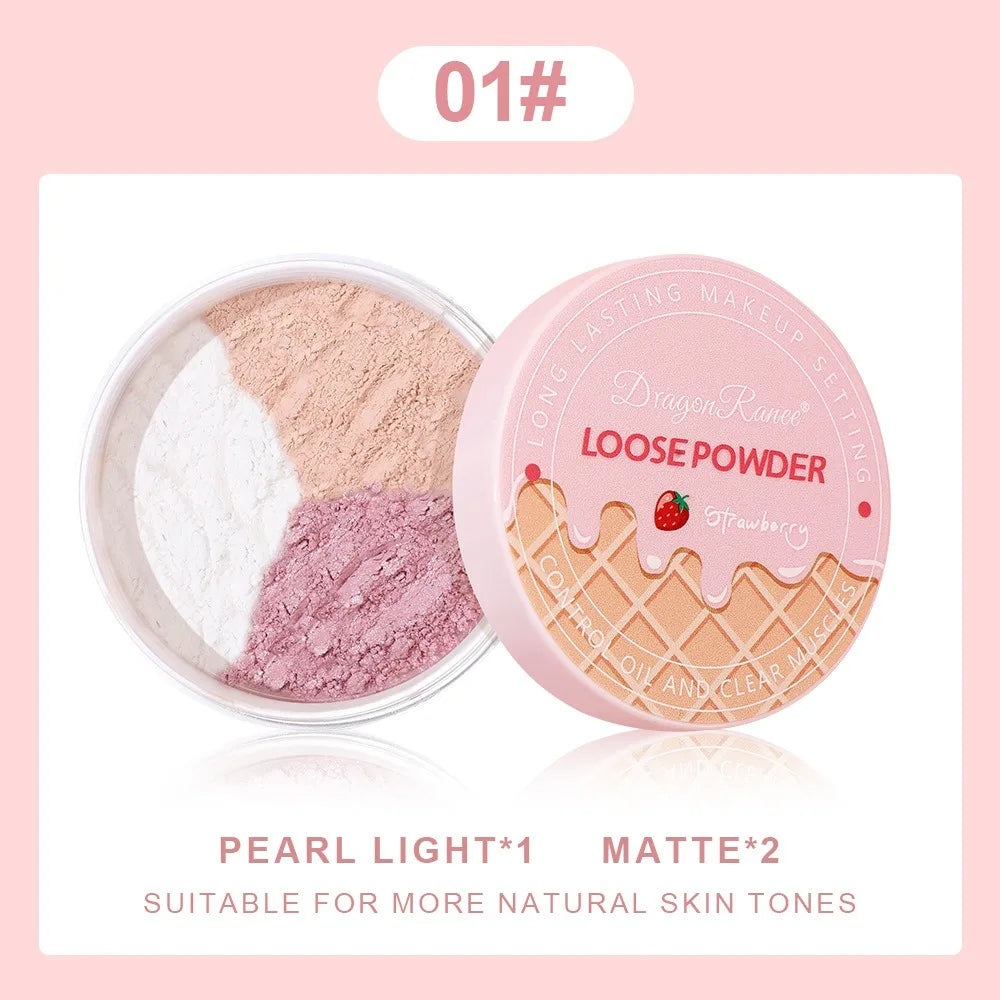 10g Waterproof Mineral Face Powder Tricolor Oil Control Translucent Setting Powder Pearl Matte Contour Blush Powder Makeup Fixer