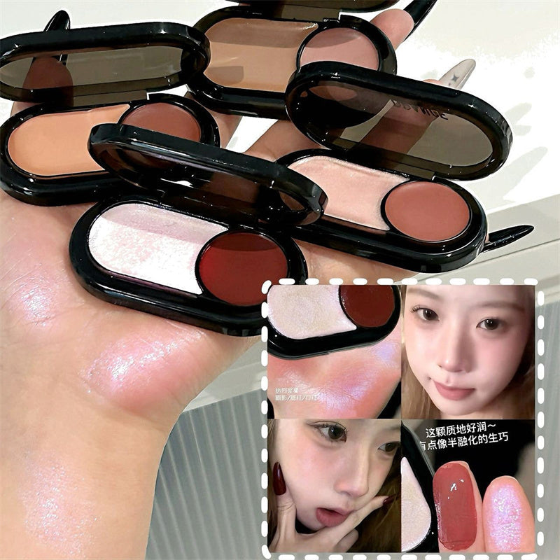 Multi-Use Two-color Blusher Pearlescent Matte Highlight Contour Makeup Natural Nude Blush Lipstick Eye Shadow Brightening Cream