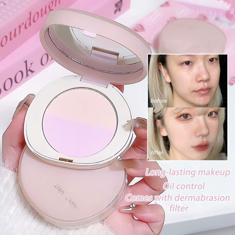Two-tone Pressed Setting Powder Loose Control Oil Natural Brighten Low Saturation Purple Apricot Highlighter Korean Makeup