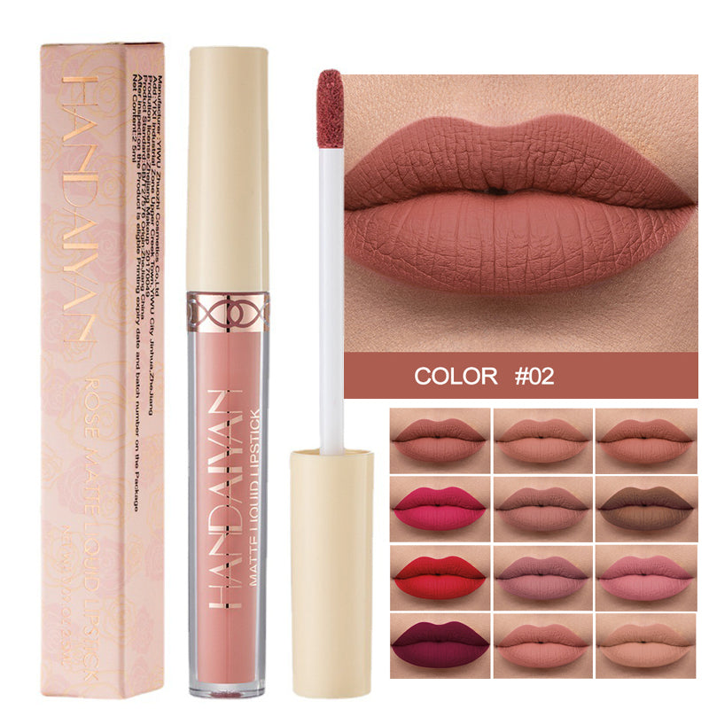 12 Colors Matte Dark Purple Lip Gloss Longlasting Red Nude Nude Liquid Lipsticks Non-stick Cup Lip Tint Makeup