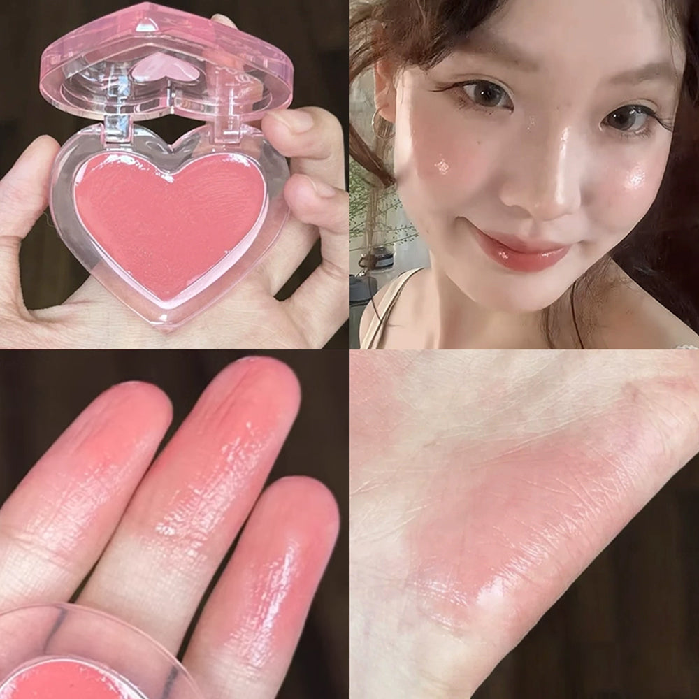 Peach Pink Sparkling High Gloss Powder Highlighter Palette Face Contour Brighten Expansive Jelly Blush Paste Illuminate Makeup