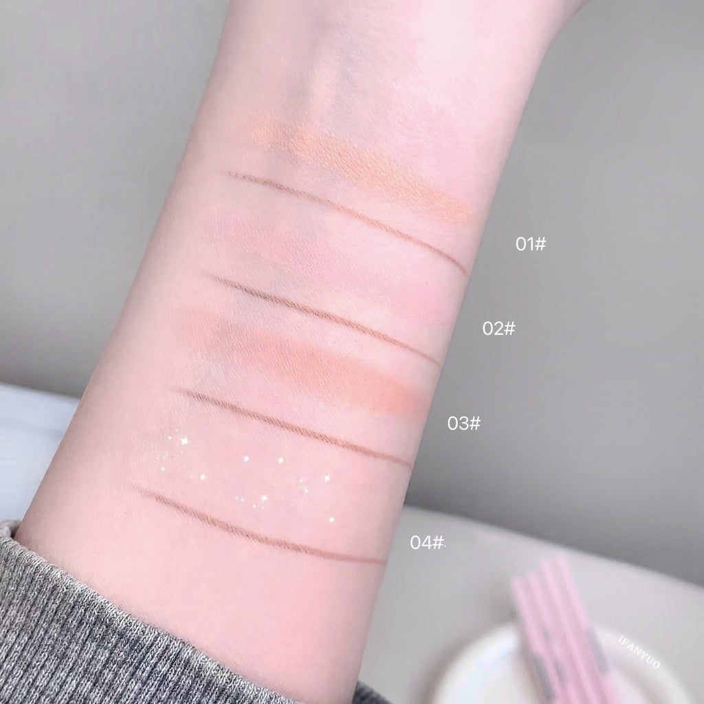 Double-head Gel Blade Eyeliner Pencil With Sponge Smudging Silkworm Pen High Gloss Powder Natural Brightens Eyeshadow Stick