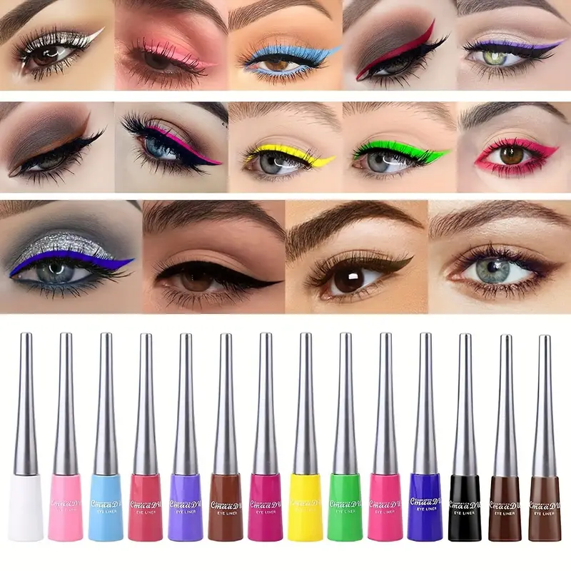 17 Colors Matte Liquid Eyeliner - Waterproof Eyeliner Pen Colorful Diamond Eye Shadow High Saturation Eyeliner Pen Eye Makeup