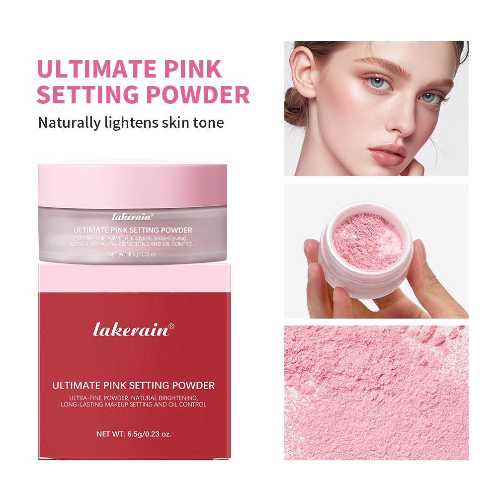 Setting Powder long-Lasting Matte Pink Finish Oil Control and Makeup Fixation Removal Pore Modification Setting Cosmetics