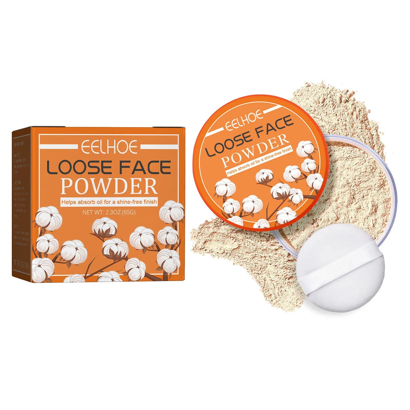 3pcs Face Loose Powder Makeup Waterproof Oil Control Natural Translucent Powder Finish Full Coverage Concealer Foundation Base