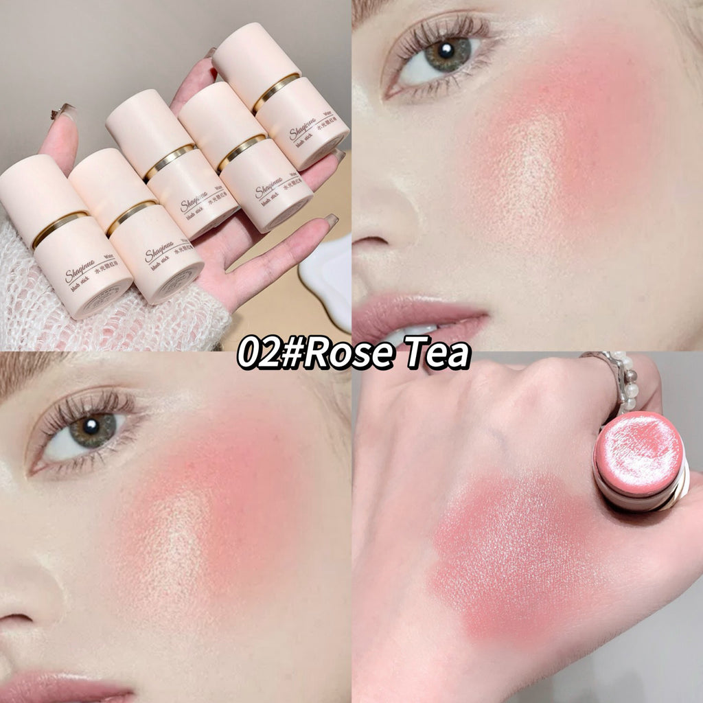 Cream Blush Stick - Watery Glow Long-Lasting Natural Tint Korean-Style Cheek Makeup for Fresh Look
