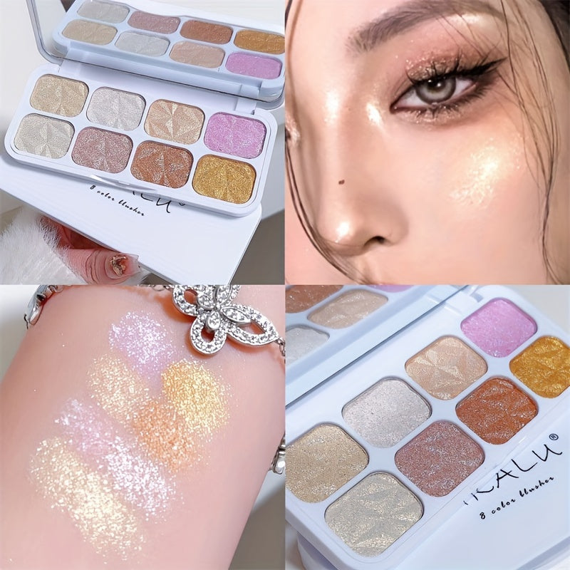 8-Color Glitter Eyeshadow Palette Diamond Shimmer Polarized Eye Makeup 3D Effect High Pigment Long-Lasting  Waterproof