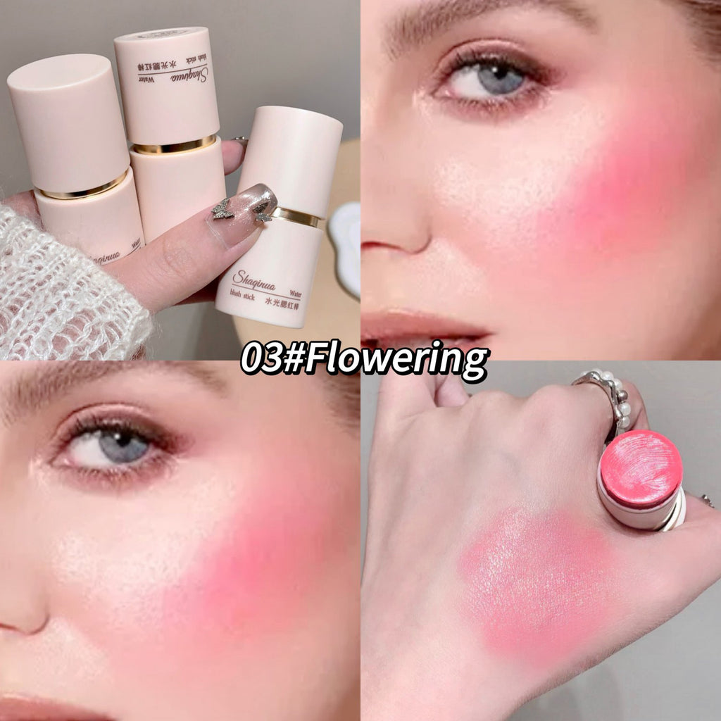 Cream Blush Stick - Watery Glow Long-Lasting Natural Tint Korean-Style Cheek Makeup for Fresh Look
