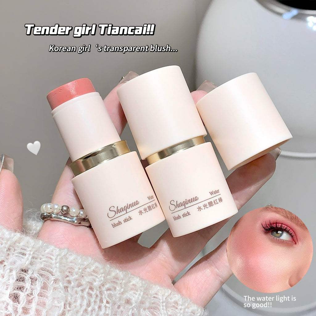 Cream Blush Stick - Watery Glow Long-Lasting Natural Tint Korean-Style Cheek Makeup for Fresh Look