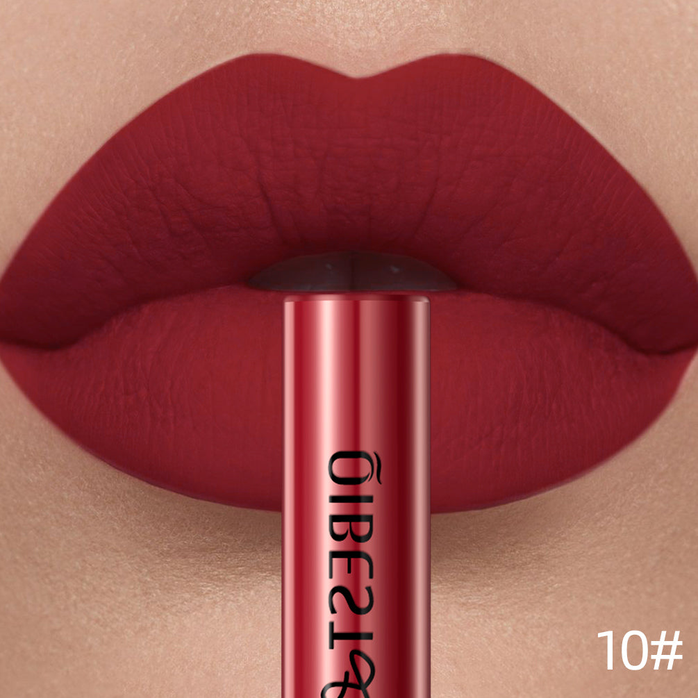 Sexy Red Matte Lip Gloss Long Lasting Velvet Liquid Lipstick Lip Makeup Women Beauty Nonstick Cup Waterproof