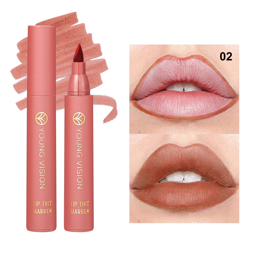 Matte Lipstick Lip Dye Pen Lipliner Waterproof Lasting Sexy Matte Lip Liner Contour Pen Lipgloss Makeup Non-Stick Cup Cosmetics