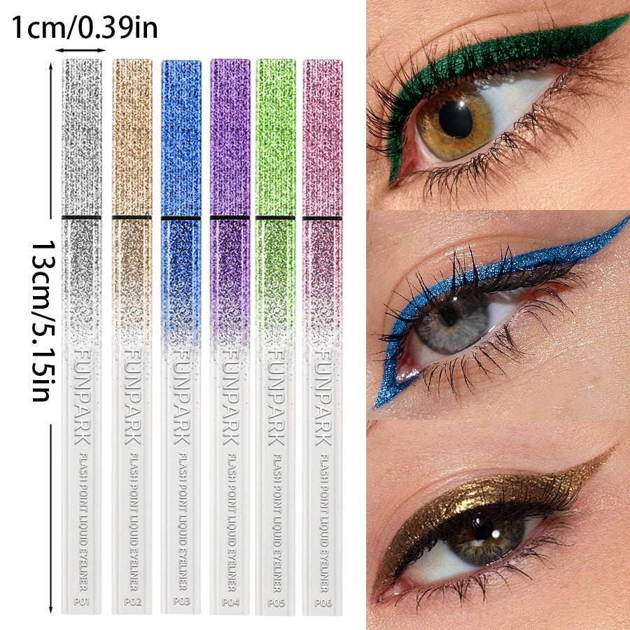 6 Color Diamond Shiny Eye Liner Eyeshadow Waterproof Quick-dry Silver Gold Metellic Pearlescent Liquid Eyeliner Makeup Gilfts