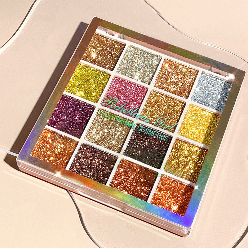 16 Colors Glitter Sequin eyeshadow Palette Diamond Shimmer Body Face Art Makeup Waterproof Skin Sequins Gloss Eyeshadow Palette