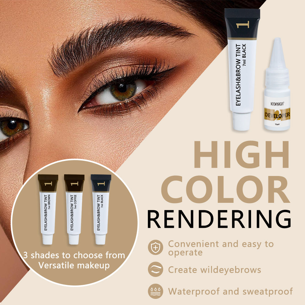 Eyelashes and Eyebrow Tint Dye Eyebrow Dye Waterproof Long-lasting Eyebrow Brow Kit Semi Permanent Eyebrow black brown
