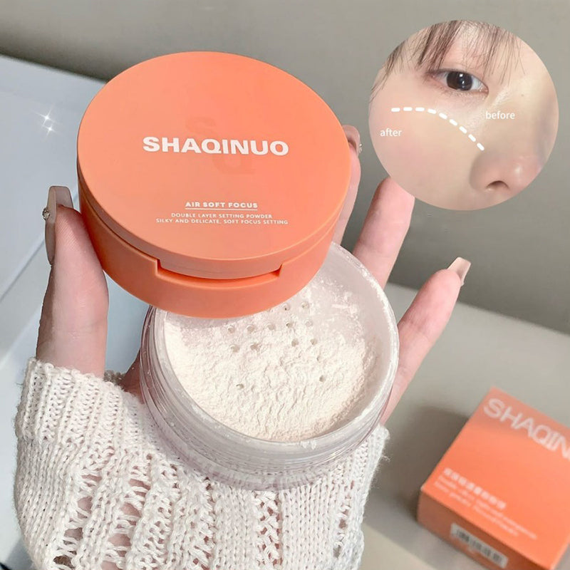 Rose Pink Makeup Loose Powder 2-in-1 Setting Powder Waterproof Oil Control Lavender Purple Transparent Pressed Powder Concealer