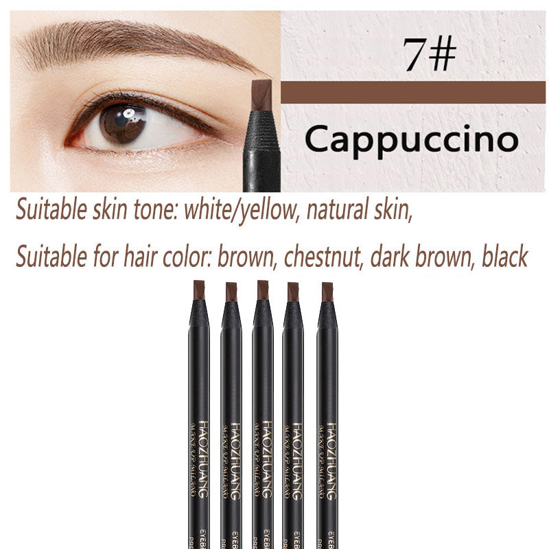 5PCS Haozhuang Eyebrow Pencil Brown Wholesale Cosmetic Pencil Natural Waterproof Long-Lasting Tattoo Brush Makeup Set Beauty
