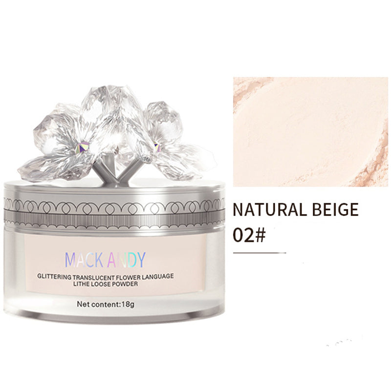 Crystal Flower Setting Powder Oil Control Compact Waterproof Powder Exquisite Translucent Face Powder Dupe Makeup Large Capacity