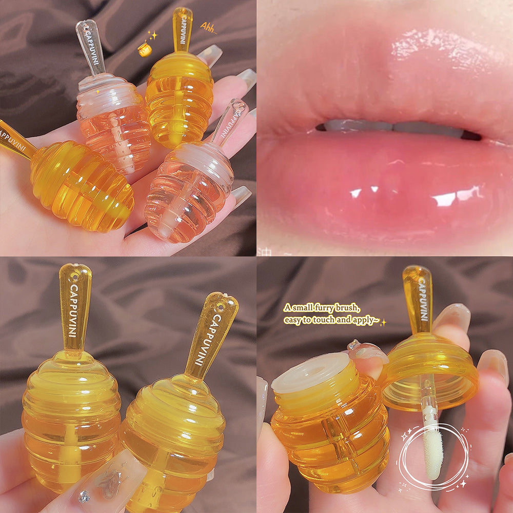 1PC Lip Oil Honey Peach Lip Care Moisturizing Unisex Lip Balm Fade Lip Lines Lip Masks Not Sticky Glossy Clear Lip Gloss Primer