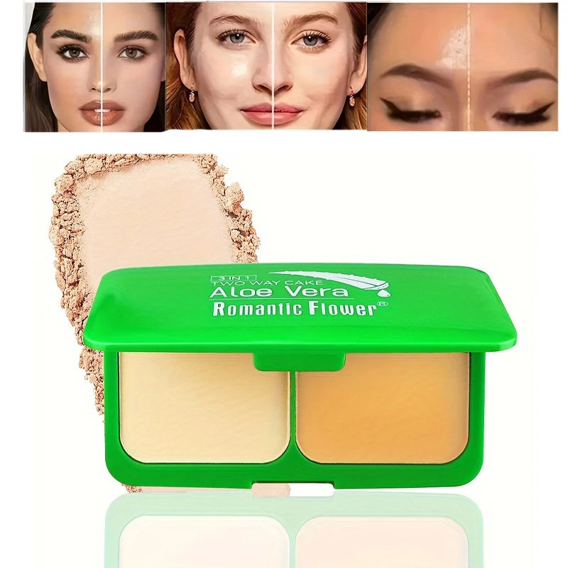 3-in-1 Double-Layer Aloe Vera Matte Powder Foundation Waterproof Sweatproof Long-Lasting Oil Control for Summer Makeup Set
