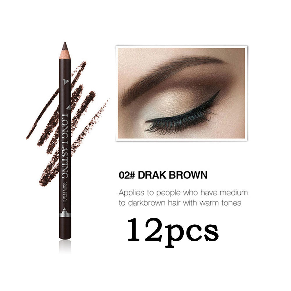 6pcs 3 colors Long Lasting Waterproof Eyebrow Pencils Double Use Wooden Pole Eyeliner Permanent Makeup Tattoo Accessories