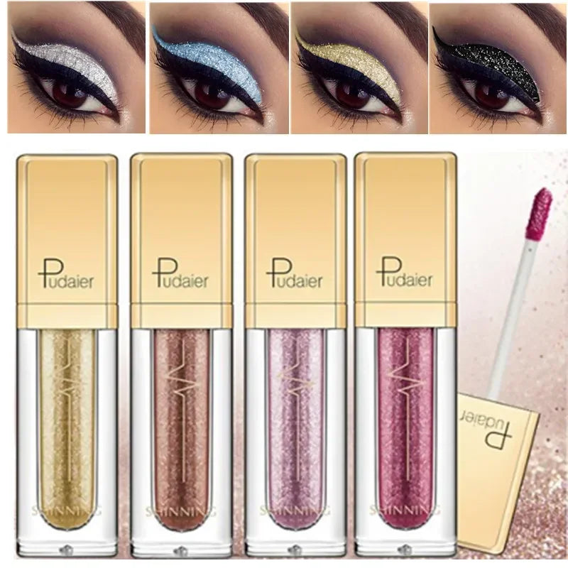 New Make Up Liquid Eyeshadow Waterproof Glitter Pigments Purple Gold Metalic Women Beauty Gel Eye Shadow Cream 18 Colors